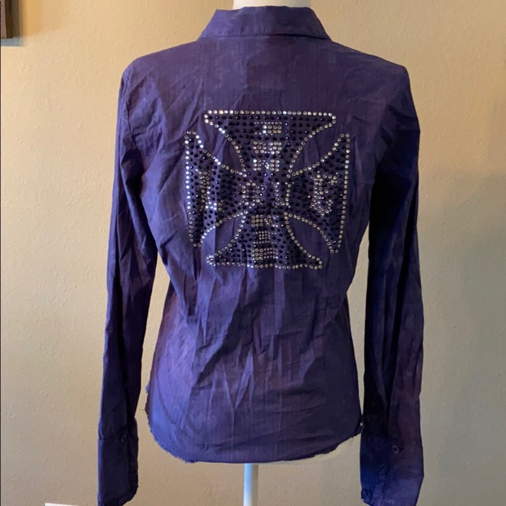Love Junkie Purple Rhinestone Tie Dyed Top